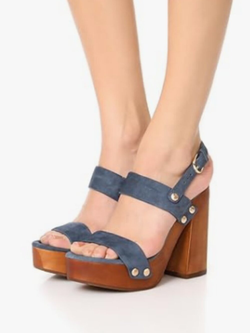 🌻Joie Dea Santorini Blue Suede Platform Heeled Sandals Ankle Strap Size 37.5